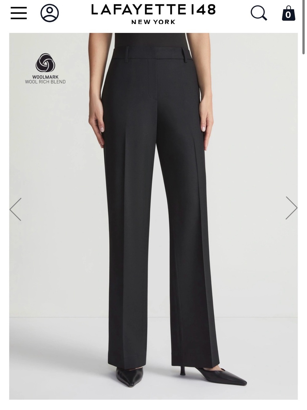 Lafayette 148 New York Black virgin Wool Wide-Leg Pants